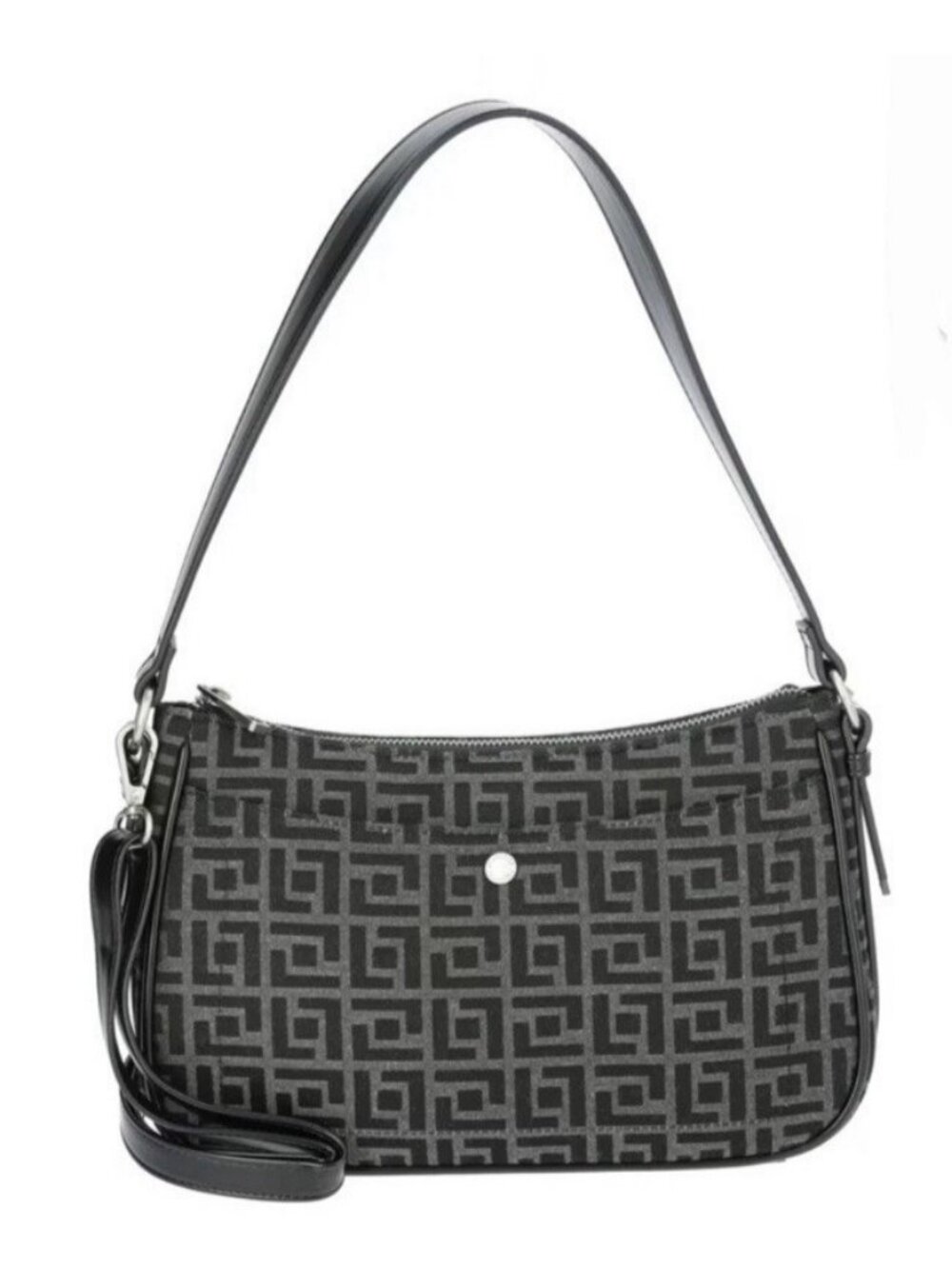 Nicole Fiorelli Black Geo Jacquard Crossbody Shoulder Bag Hobo Canvas Purse NWT